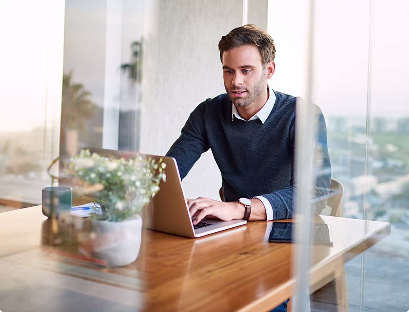 A man working on a laptop
